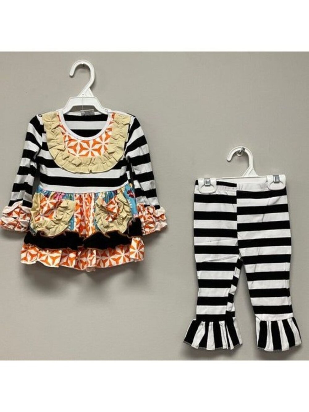 Girls 2-Piece Outfit Set 18-24M Striped Top & Pants With Ruffled Details